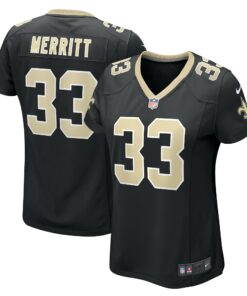 Women's New Orleans Saints Kirk Merritt Black Team Game Jersey JS8465 nicesnker