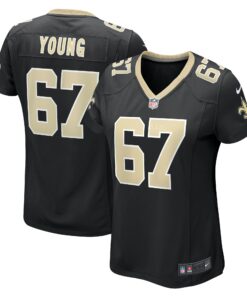 Women's New Orleans Saints Landon Young Black Game Jersey JS5029 nicesnker