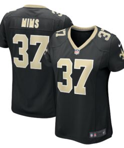 Women's New Orleans Saints Mims Black Team Game Jersey JS5977 nicesnker