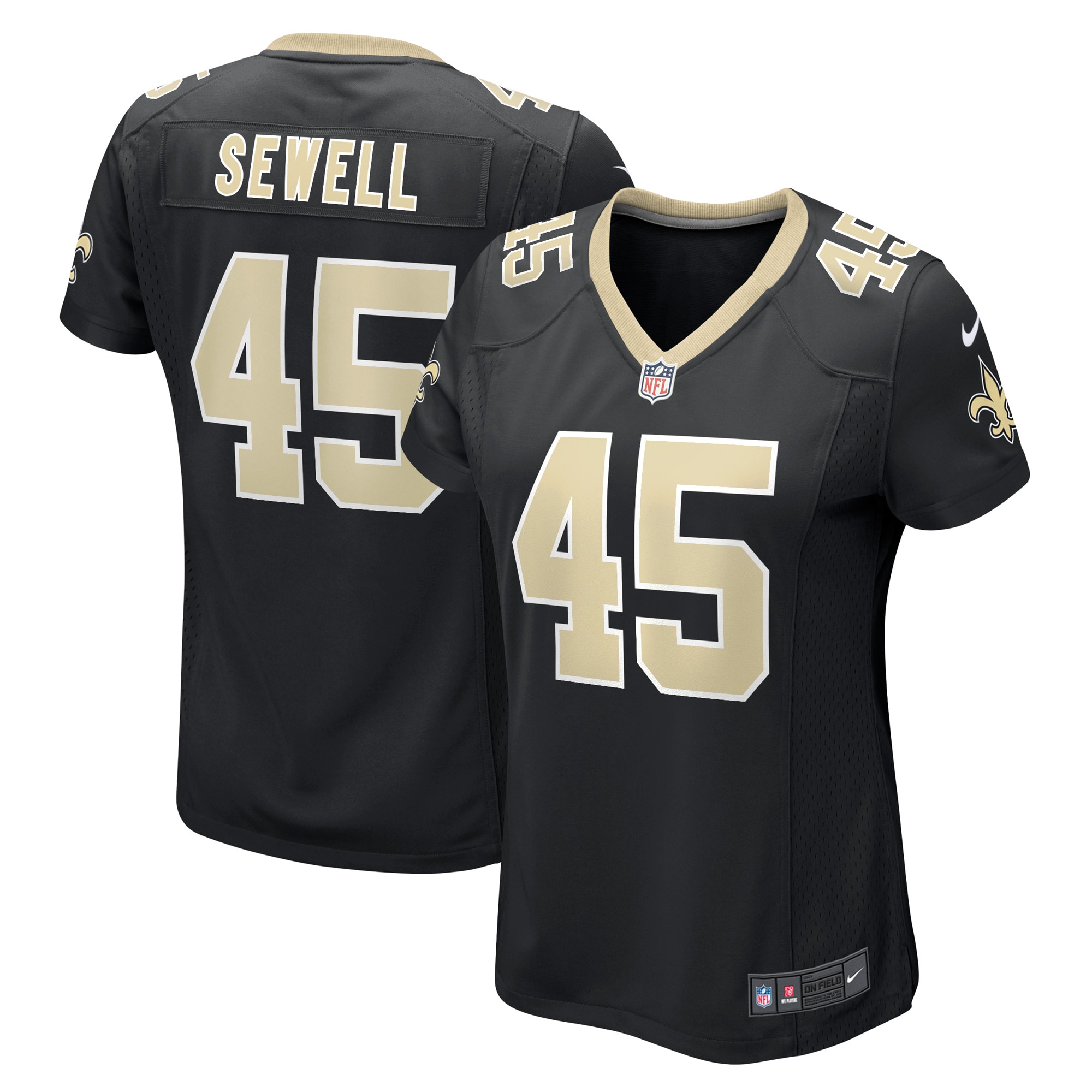 Women's New Orleans Saints Nephi Sewell Black Game Player Jersey JS6233 nicesnker