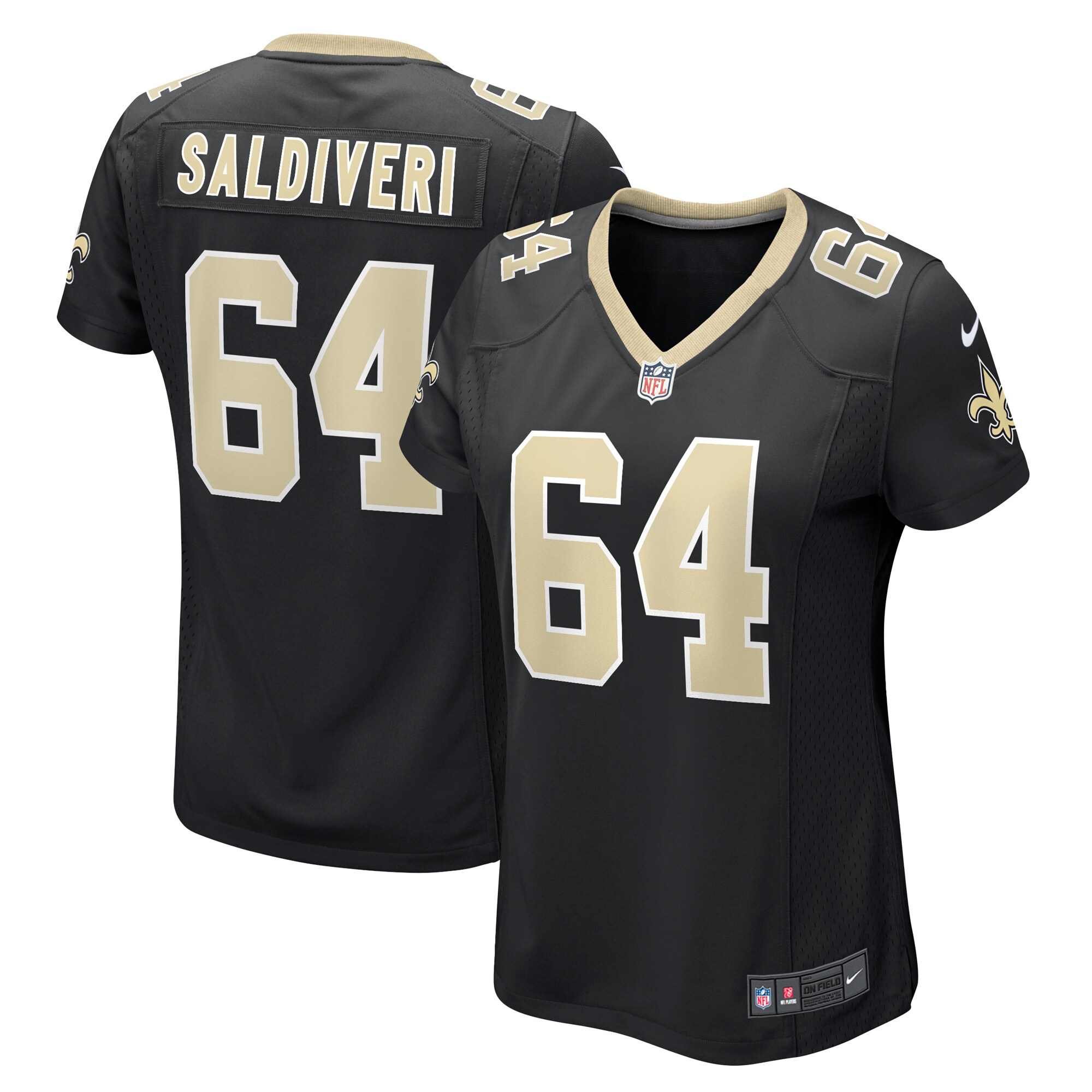 Women's New Orleans Saints Nick Saldiveri Black Team Game Jersey JS6873 nicesnker