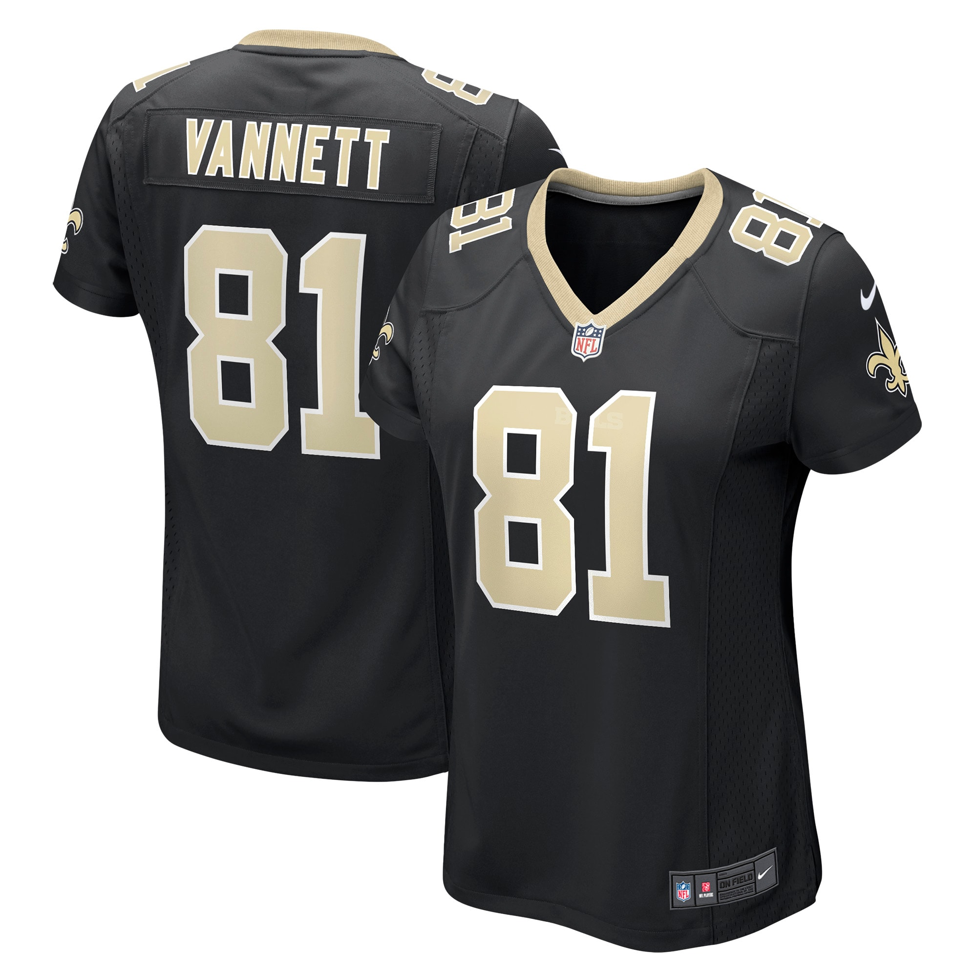 Women's New Orleans Saints Nick Vannett Black Game Jersey JS2249 nicesnker