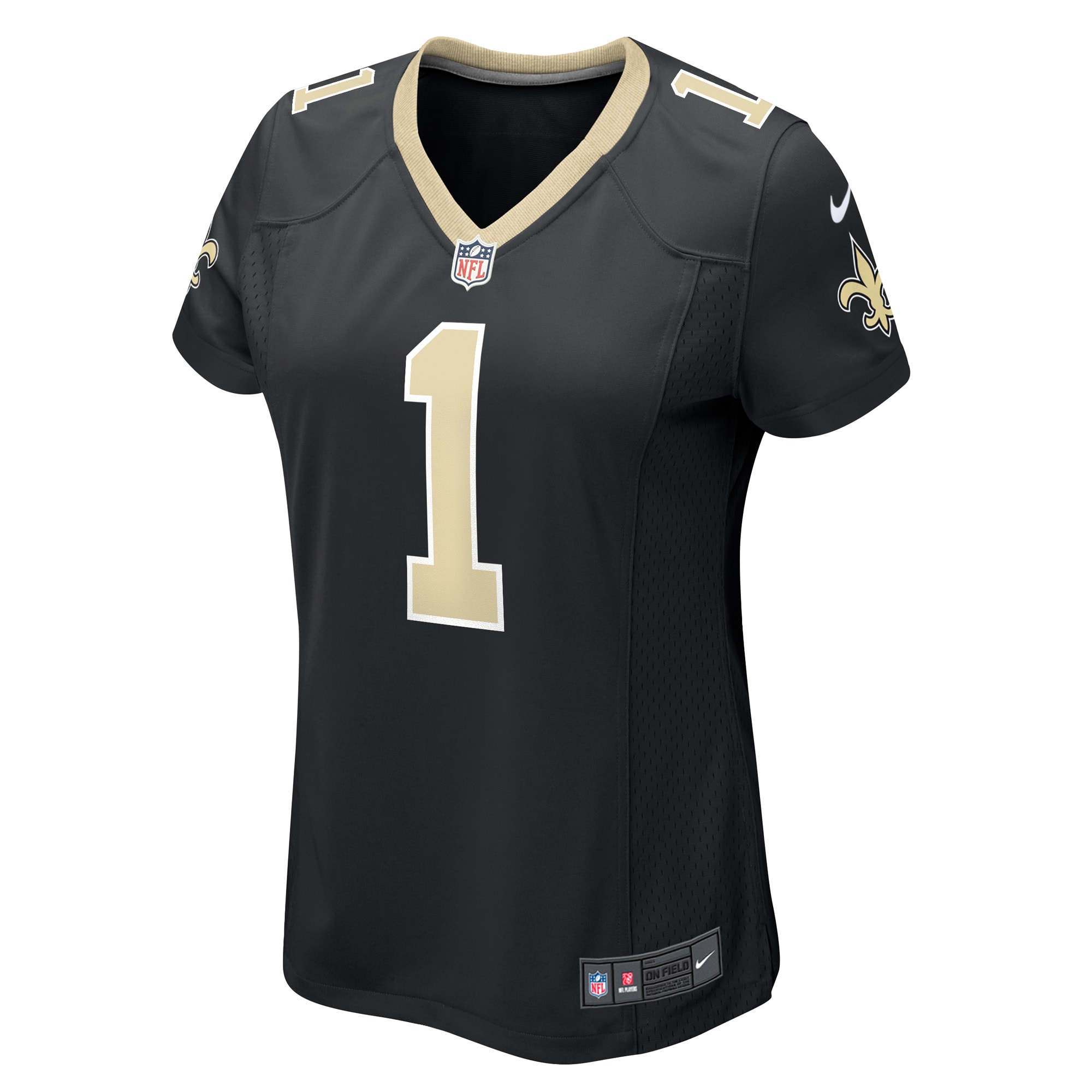 Women's New Orleans Saints Number 1 Bride Black Game Jersey JS7664 nicesnker - Image 2