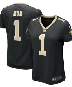 Women's New Orleans Saints Number 1 Mom Black Game Jersey JS7308 nicesnker