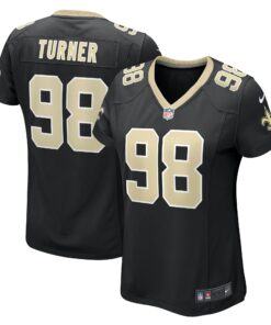Women's New Orleans Saints Payton Turner Black Game Jersey JS3747 nicesnker