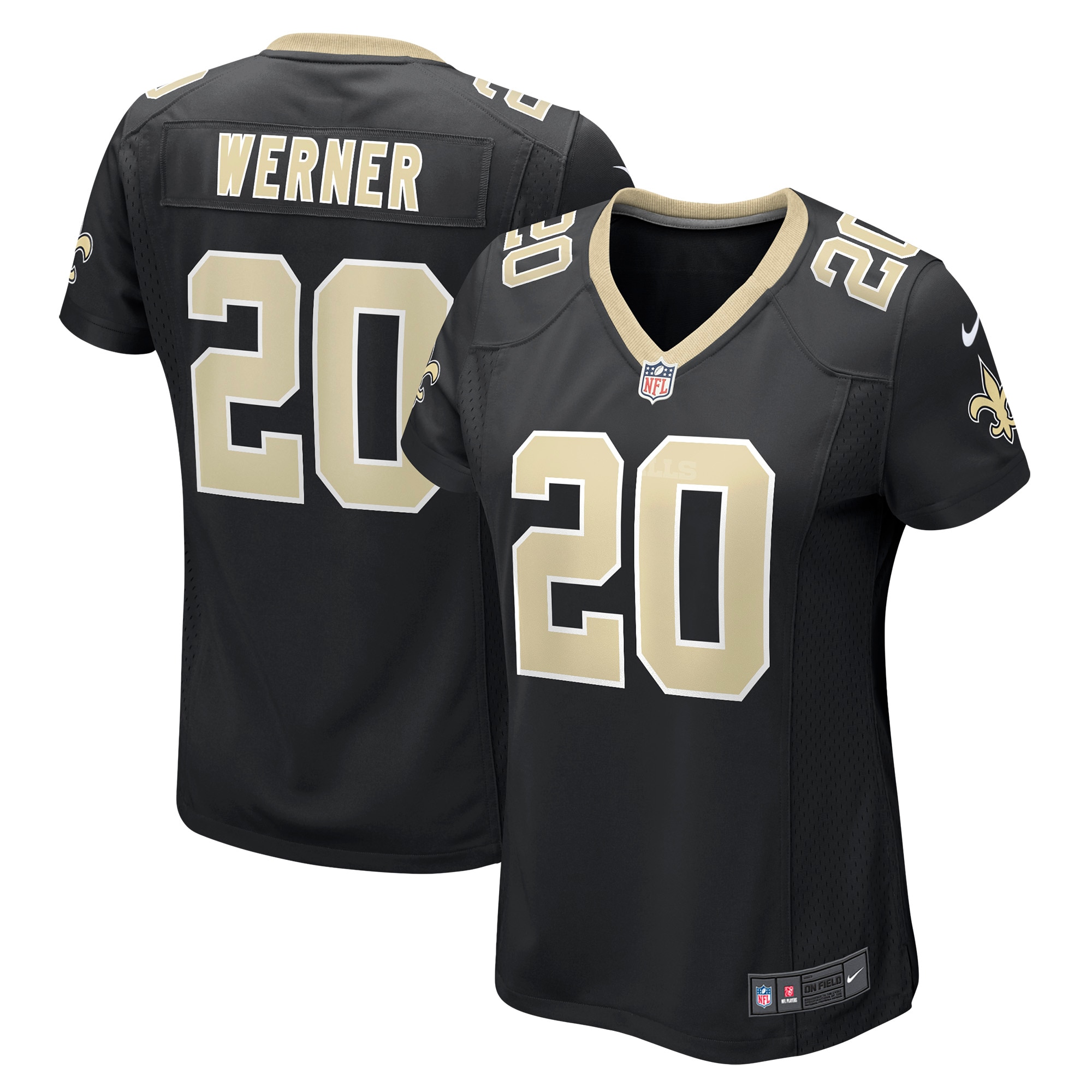 Women's New Orleans Saints Pete Werner Black Game Jersey JS1678 nicesnker