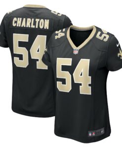 Women's New Orleans Saints Taco Charlton Black Game Player Jersey JS9770 nicesnker