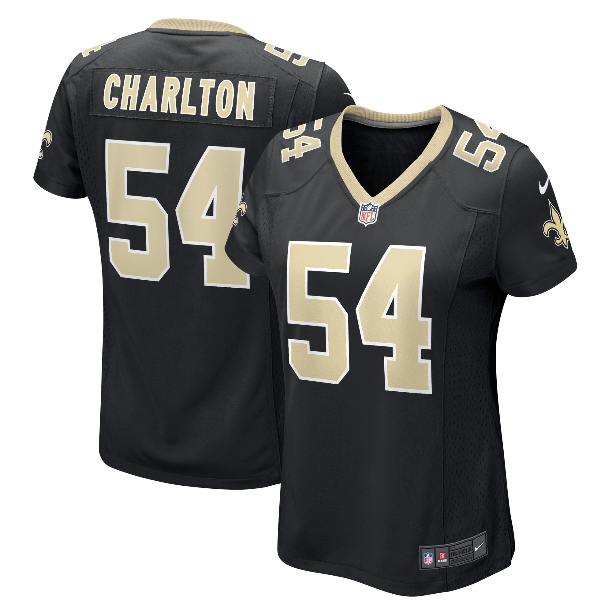 Women's New Orleans Saints Taco Charlton Black Game Player Jersey JS9770 nicesnker