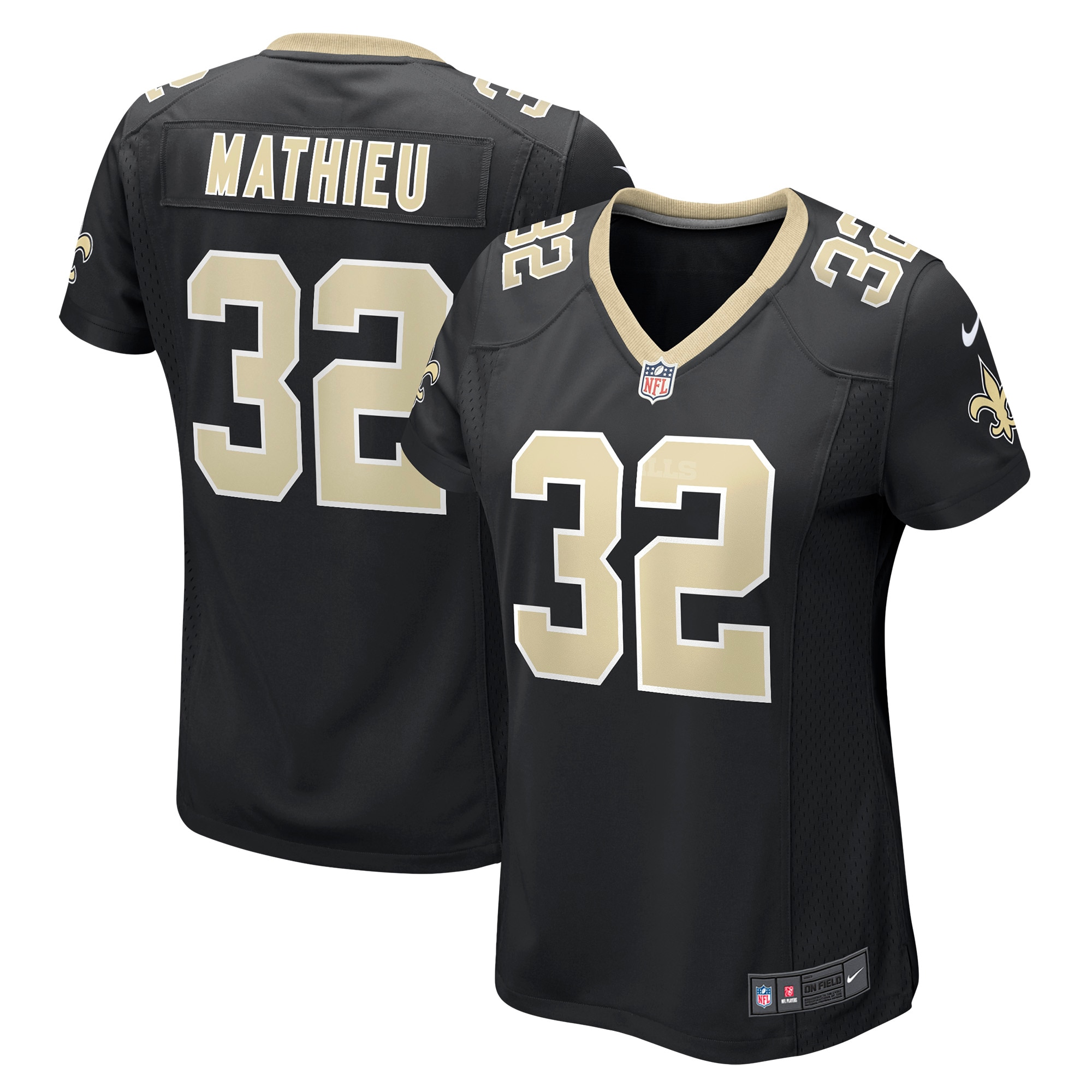 Women's New Orleans Saints Tyrann Mathieu Black Player Jersey JS5723 nicesnker