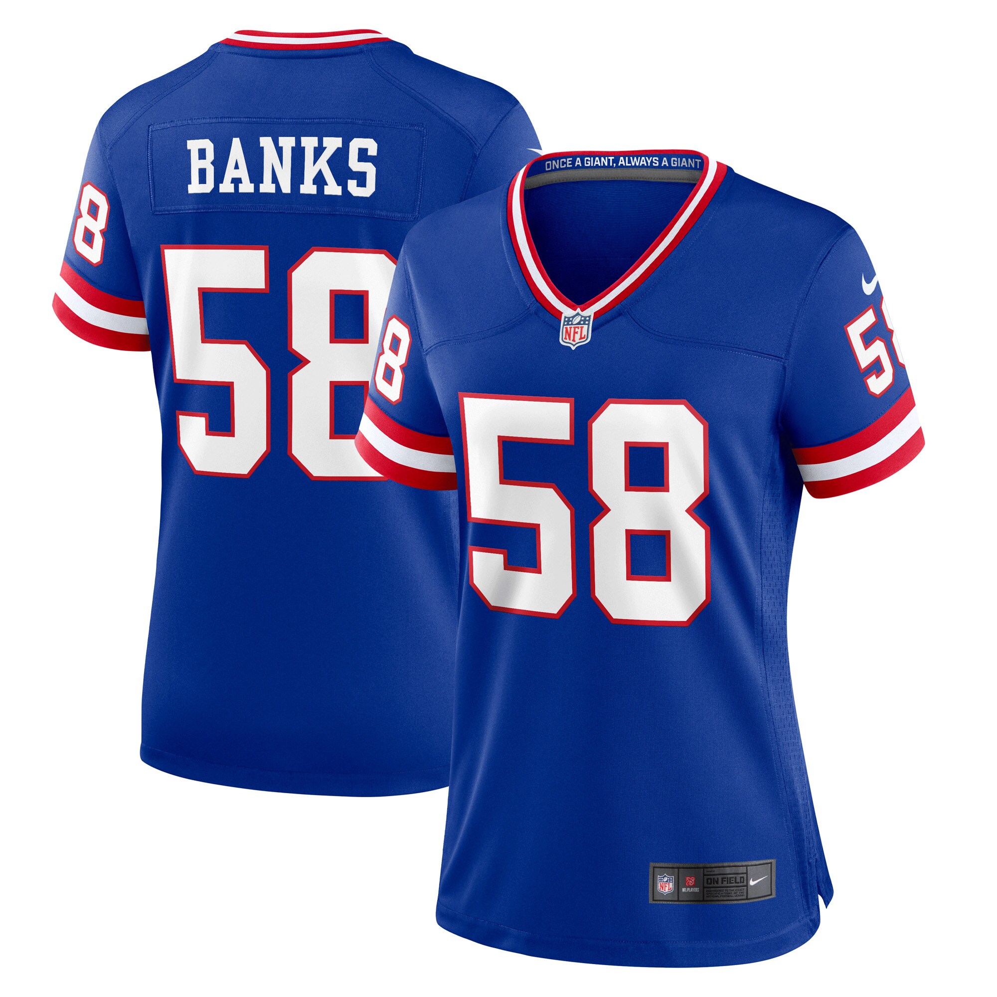 Women's New York Giants Carl Banks Royal Classic Retired Player Game Jersey JS9885 nicesnker