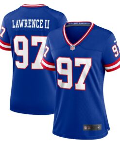 Women's New York Giants Dexter Lawrence II Royal Classic Game Player Jersey JS5262 nicesnker