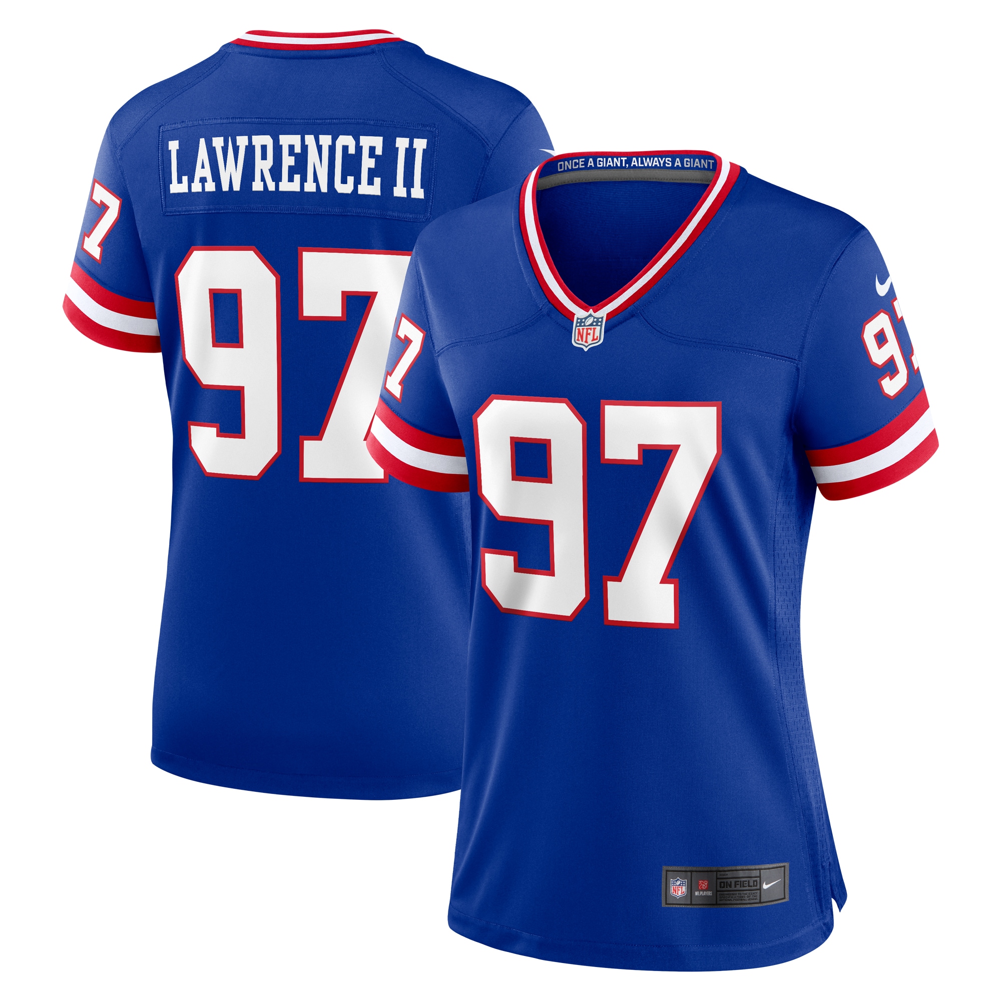Women's New York Giants Dexter Lawrence II Royal Classic Game Player Jersey JS5262 nicesnker