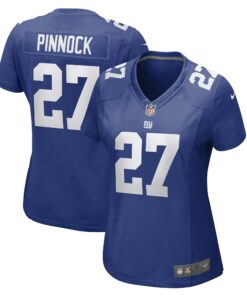 Women's New York Giants Jason Pinnock Royal Game Player Jersey JS4588 nicesnker