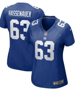 Women's New York Giants JC Hassenauer Royal Team Game Jersey JS8068 nicesnker