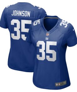 Women's New York Giants Leonard Johnson Royal Game Player Jersey JS7113 nicesnker