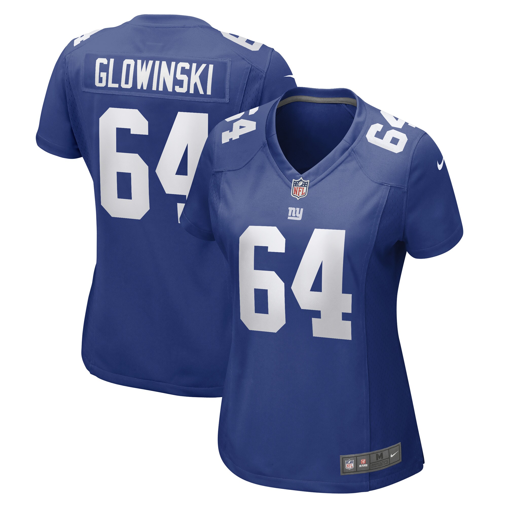 Women's New York Giants Mark Glowinski Royal Game Player Jersey JS4253 nicesnker