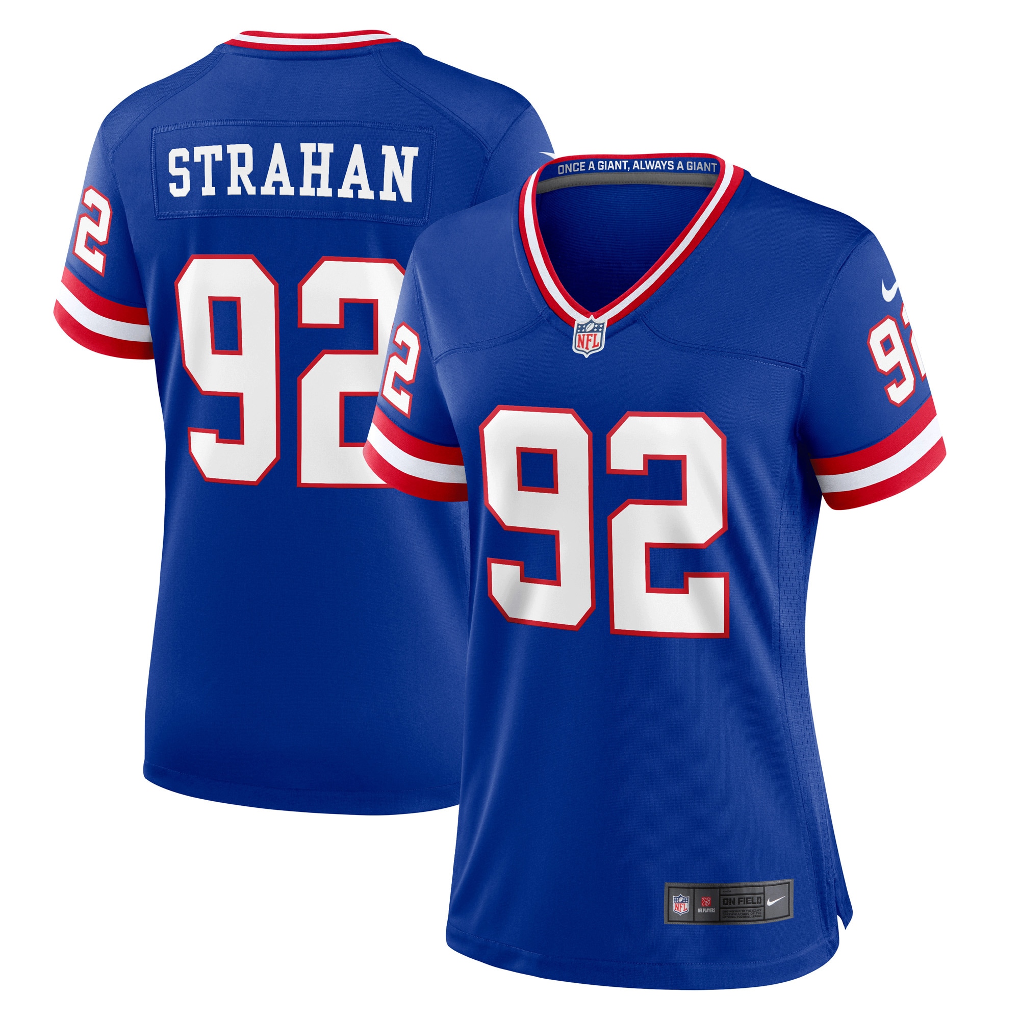 Women's New York Giants Michael Strahan Royal Classic Retired Player Game Jersey JS1783 nicesnker
