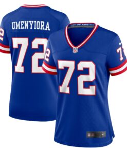 Women's New York Giants Osi Umenyiora Royal Classic Retired Player Game Jersey JS2131 nicesnker