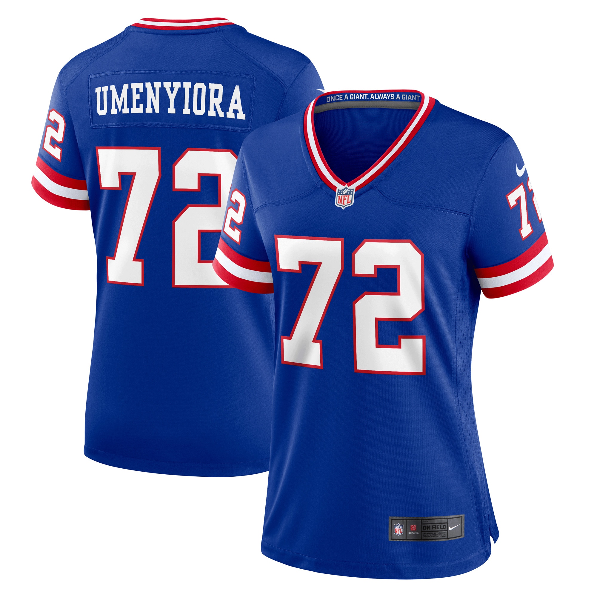 Women's New York Giants Osi Umenyiora Royal Classic Retired Player Game Jersey JS2131 nicesnker