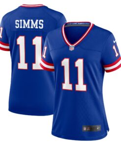 Women's New York Giants Phil Simms Royal Classic Retired Player Game Jersey JS2770 nicesnker
