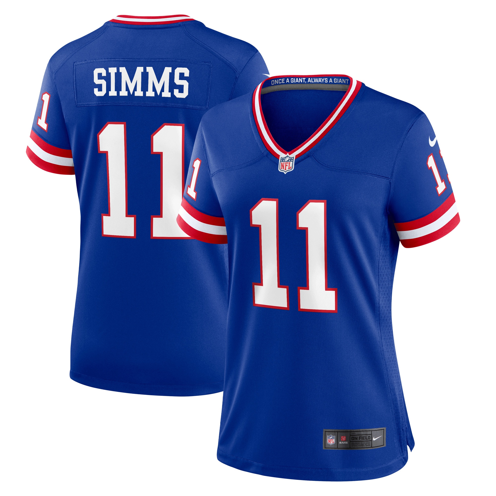 Women's New York Giants Phil Simms Royal Classic Retired Player Game Jersey JS2770 nicesnker