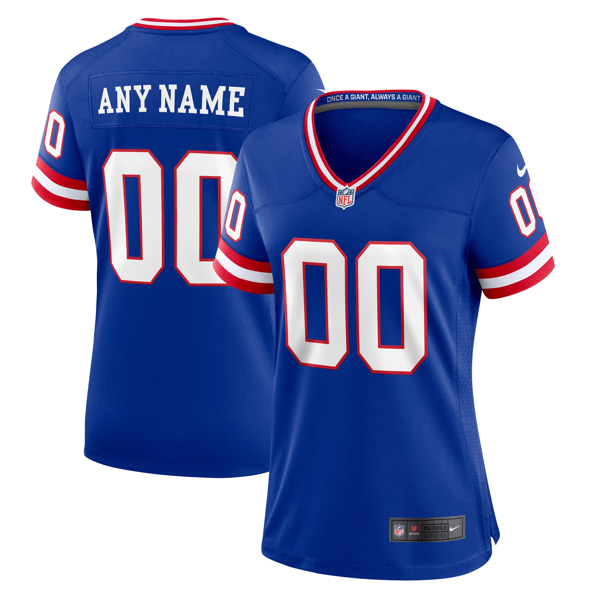 Women's New York Giants Royal Classic Custom Game Jersey JS3782 nicesnker