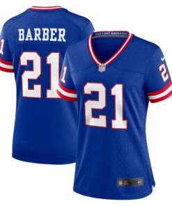 Women's New York Giants Tiki Barber Royal Classic Retired Player Game Jersey JS3107 nicesnker