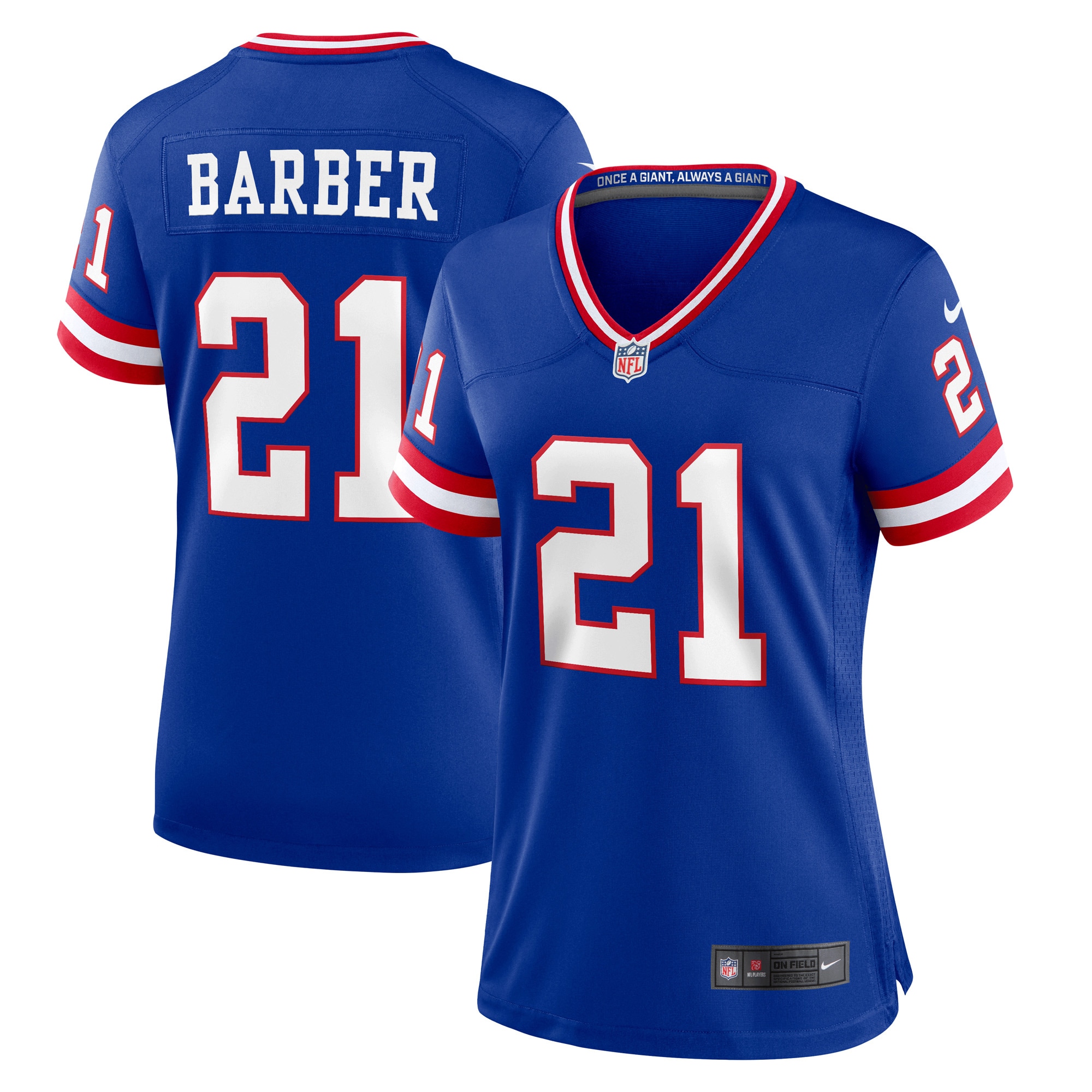Women's New York Giants Tiki Barber Royal Classic Retired Player Game Jersey JS3107 nicesnker