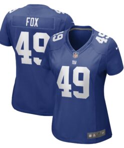 Women's New York Giants Tomon Fox Royal Game Player Jersey JS4288 nicesnker