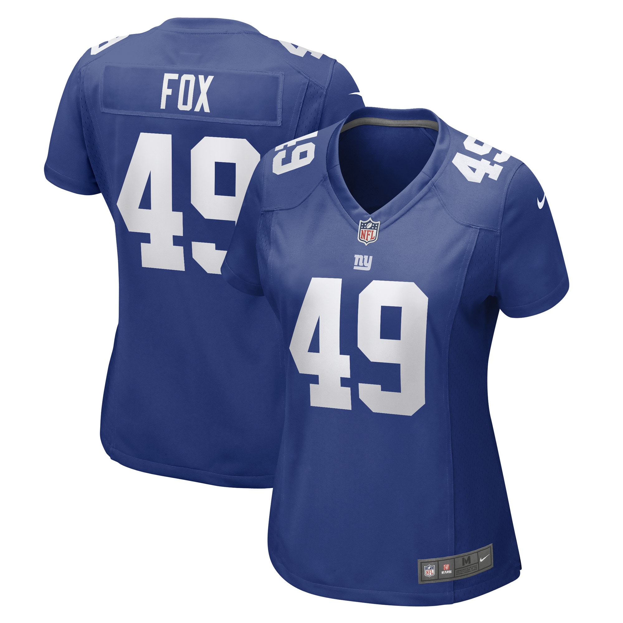 Women's New York Giants Tomon Fox Royal Game Player Jersey JS4288 nicesnker