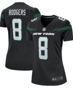 Women's New York Jets Aaron Rodgers Black Player Jersey JS8586 nicesnker