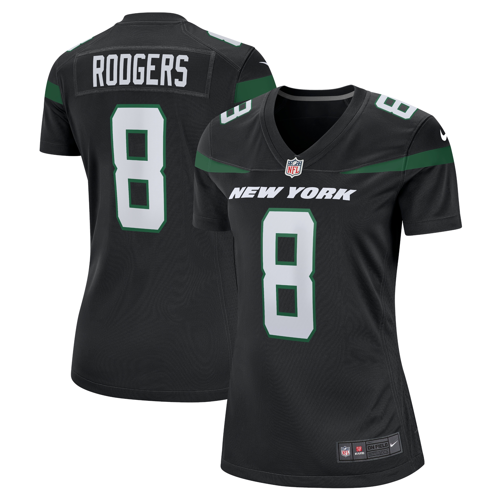 Women's New York Jets Aaron Rodgers Black Player Jersey JS8586 nicesnker
