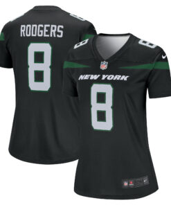 Women's New York Jets Aaron Rodgers Stealth Black Alternate Legend Player Performance Top JS7818 nicesnker