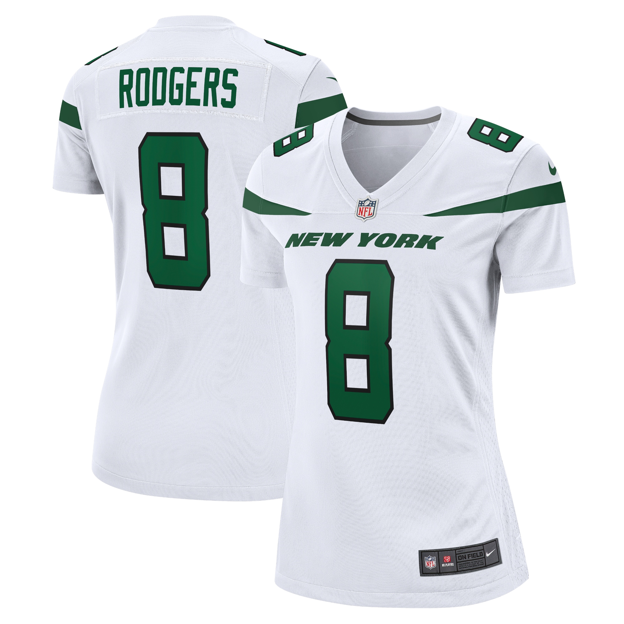 Women's New York Jets Aaron Rodgers White Player Jersey JS4116 nicesnker
