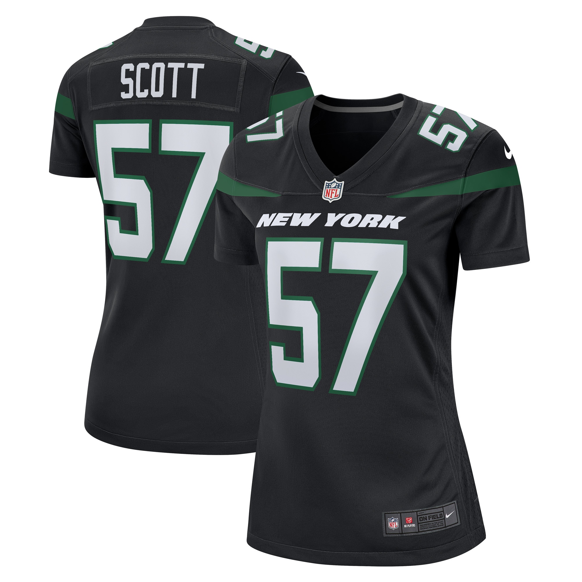 Women's New York Jets Bart Scott Black Retired Player Jersey JS8701 nicesnker