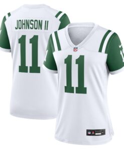 Women's New York Jets Jermaine Johnson II White Classic Alternate Player Game Jersey JS4610 nicesnker