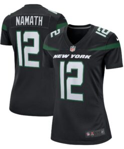 Women's New York Jets Joe Namath Black Retired Player Jersey JS5607 nicesnker