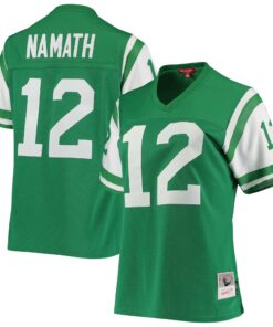 Women's New York Jets Joe Namath Mitchell & Ness Green 1969 Legacy Jersey JS7202 nicesnker