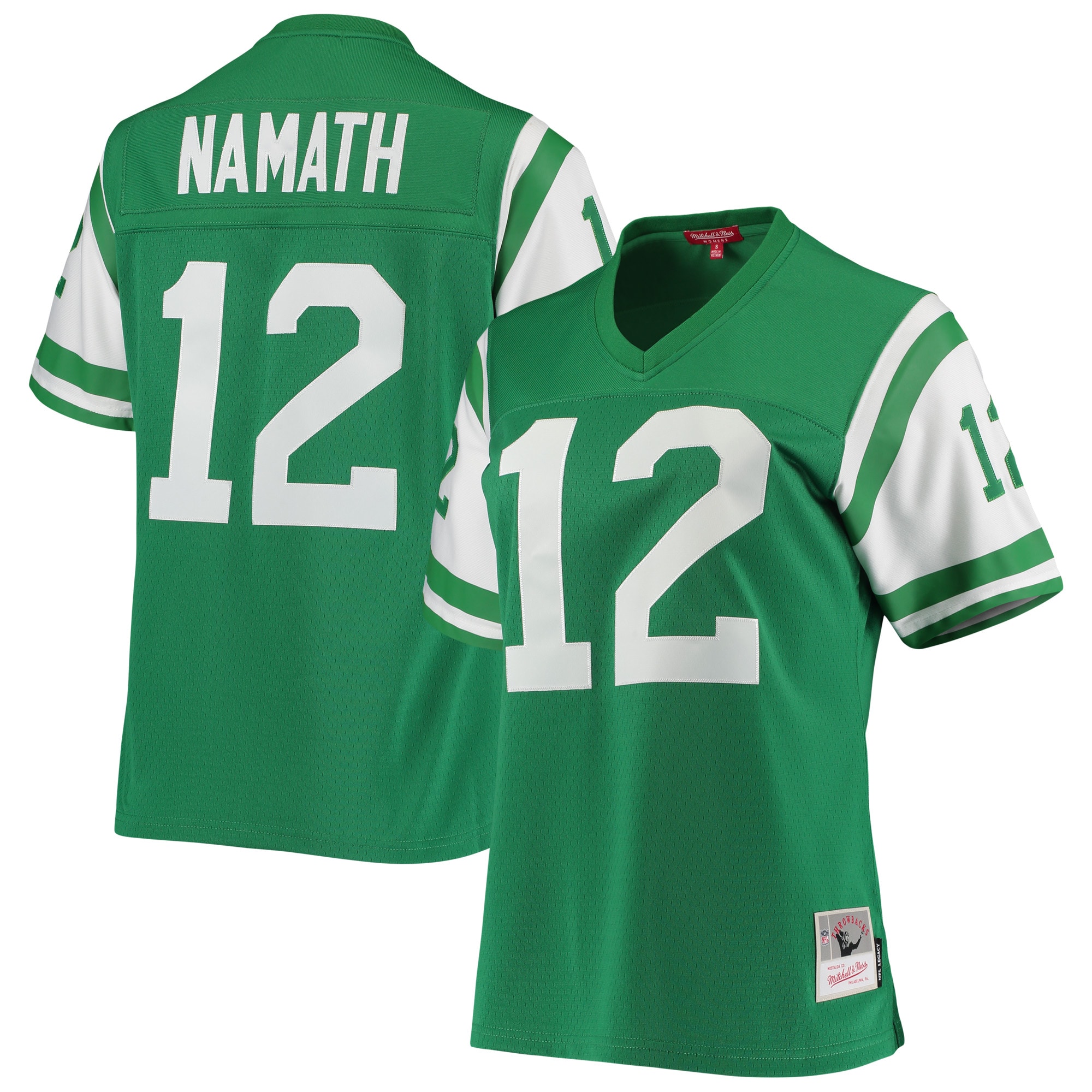Women's New York Jets Joe Namath Mitchell & Ness Green 1969 Legacy Jersey JS7202 nicesnker