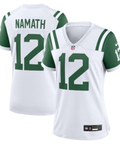 Women's New York Jets Joe Namath White Classic Alternate Retired Player Game Jersey JS8744 nicesnker
