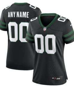 Women's New York Jets Legacy Black Alternate Custom Game Jersey JS2278 nicesnker