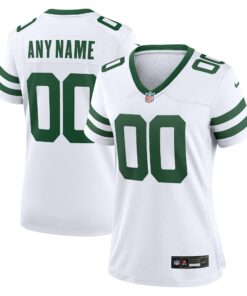 Women's New York Jets Legacy White Custom Game Jersey JS4250 nicesnker