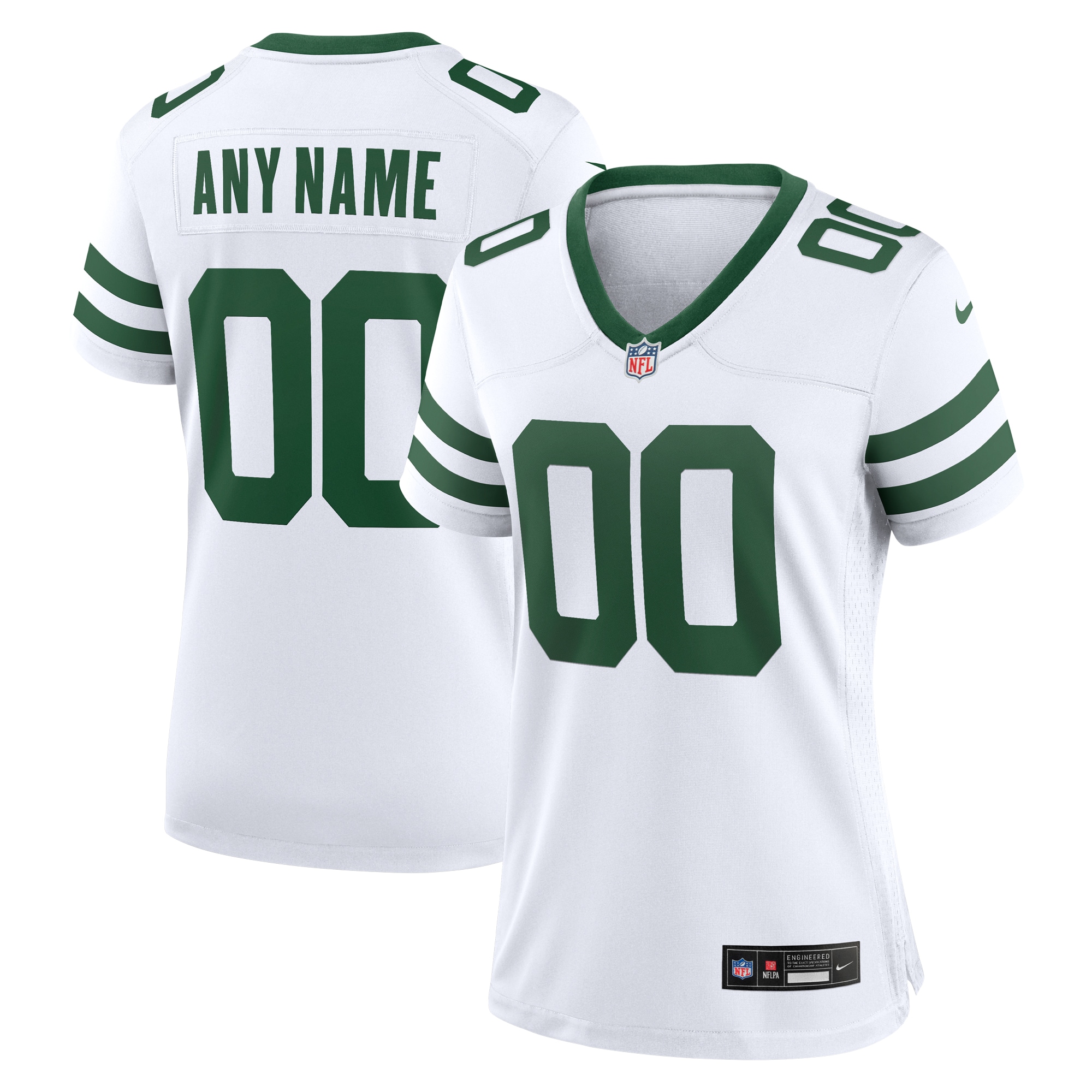 Women's New York Jets Legacy White Custom Game Jersey JS4250 nicesnker
