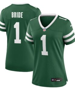 Women's New York Jets Number 1 Bride Legacy Green Game Jersey JS6235 nicesnker