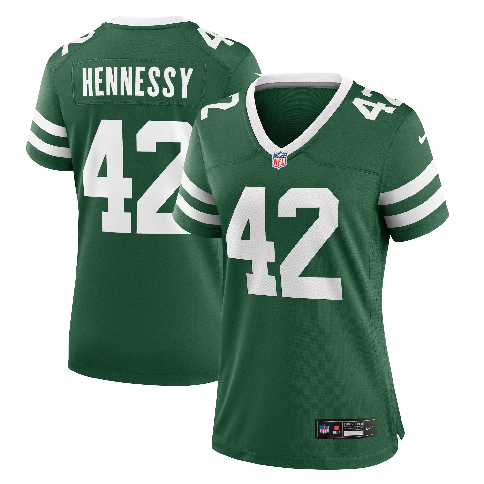 Women's New York Jets Thomas Hennessy Legacy Green Team Game Jersey JS7748 nicesnker