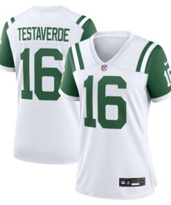 Women's New York Jets Vinny Testaverde White Classic Alternate Retired Player Game Jersey JS7648 nicesnker