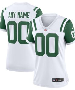 Women's New York Jets White Classic Alternate Custom Jersey JS1741 nicesnker