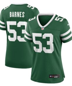 Women's New York Jets Zaire Barnes Legacy Green Team Game Jersey JS7442 nicesnker
