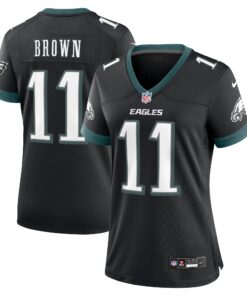 Women's Philadelphia Eagles A.J. Brown Black Alternate Game Jersey JS7422 nicesnker