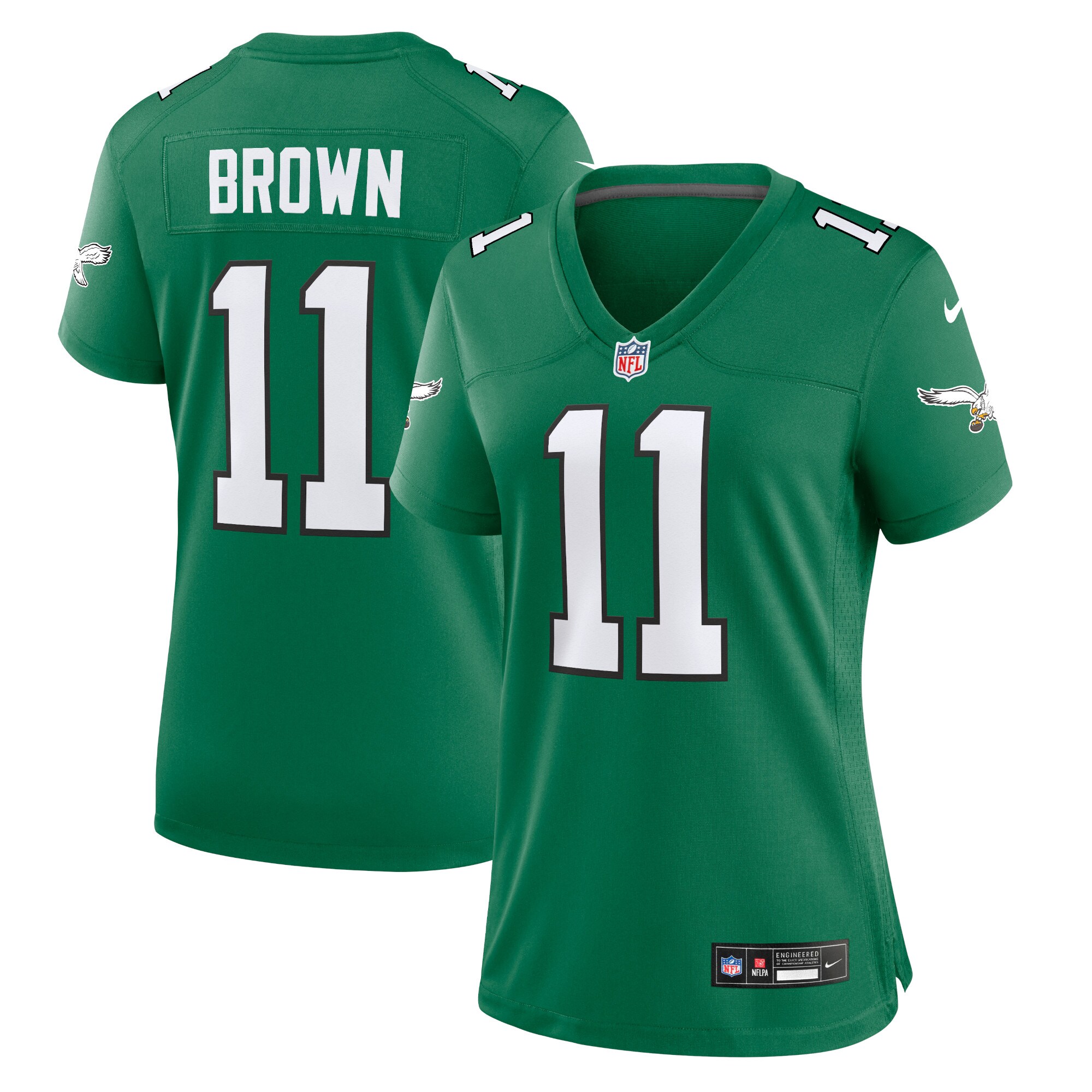 Women's Philadelphia Eagles A.J. Brown Kelly Green Player Jersey JS9478 nicesnker